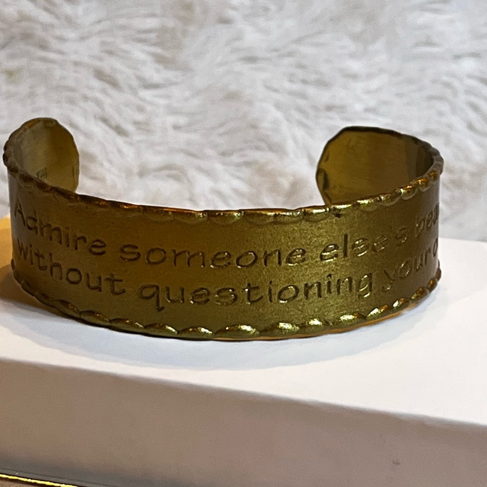 Rustic Cuff - inspirational quote Cuff in Gold